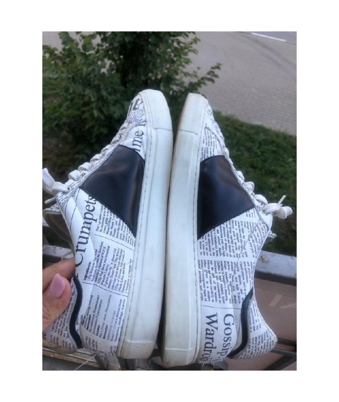 JOHN GALLIANO Белые кожаные низкие кроссовки / кеды, фото 5