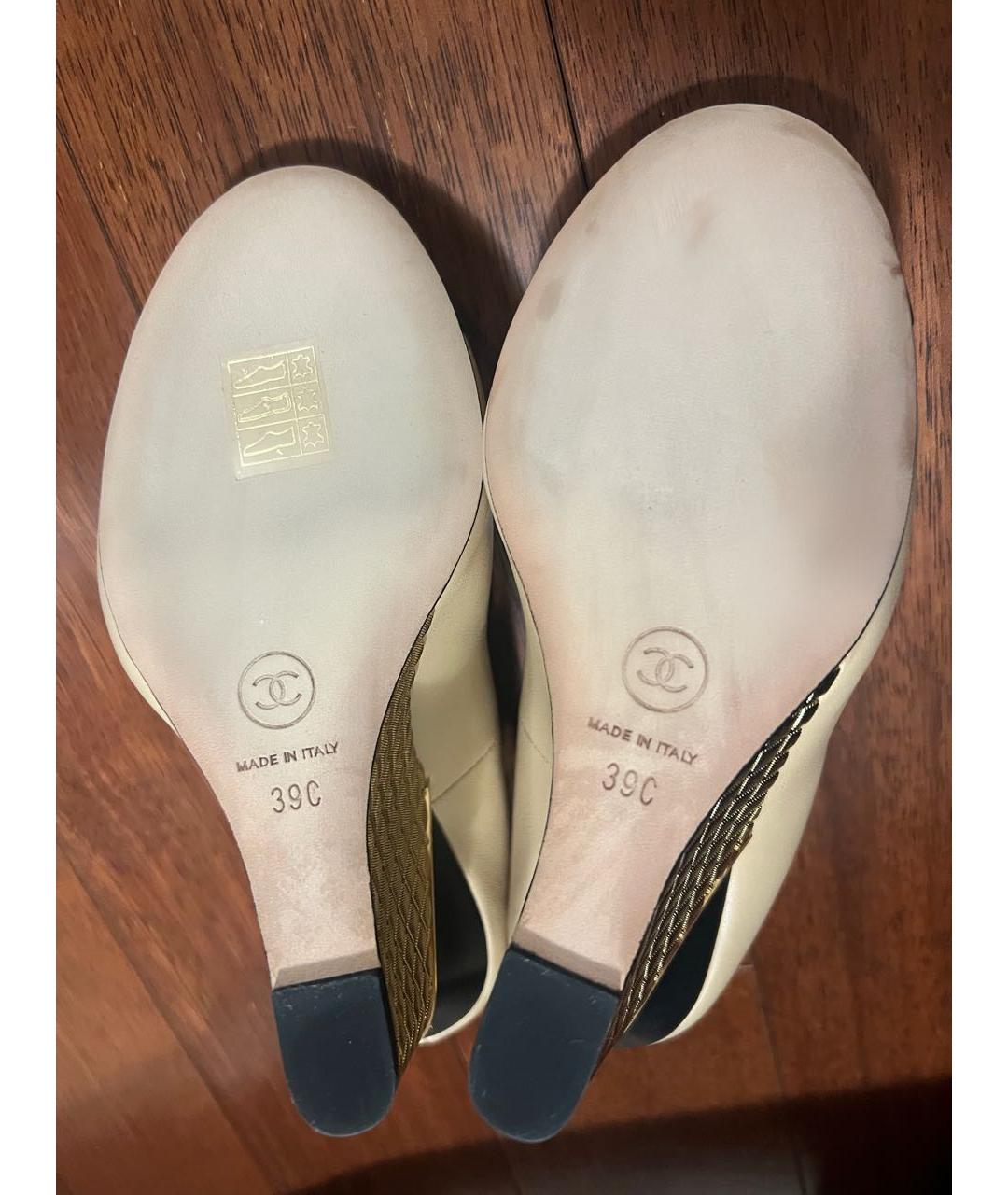 CHANEL Бежевые кожаные туфли, фото 6