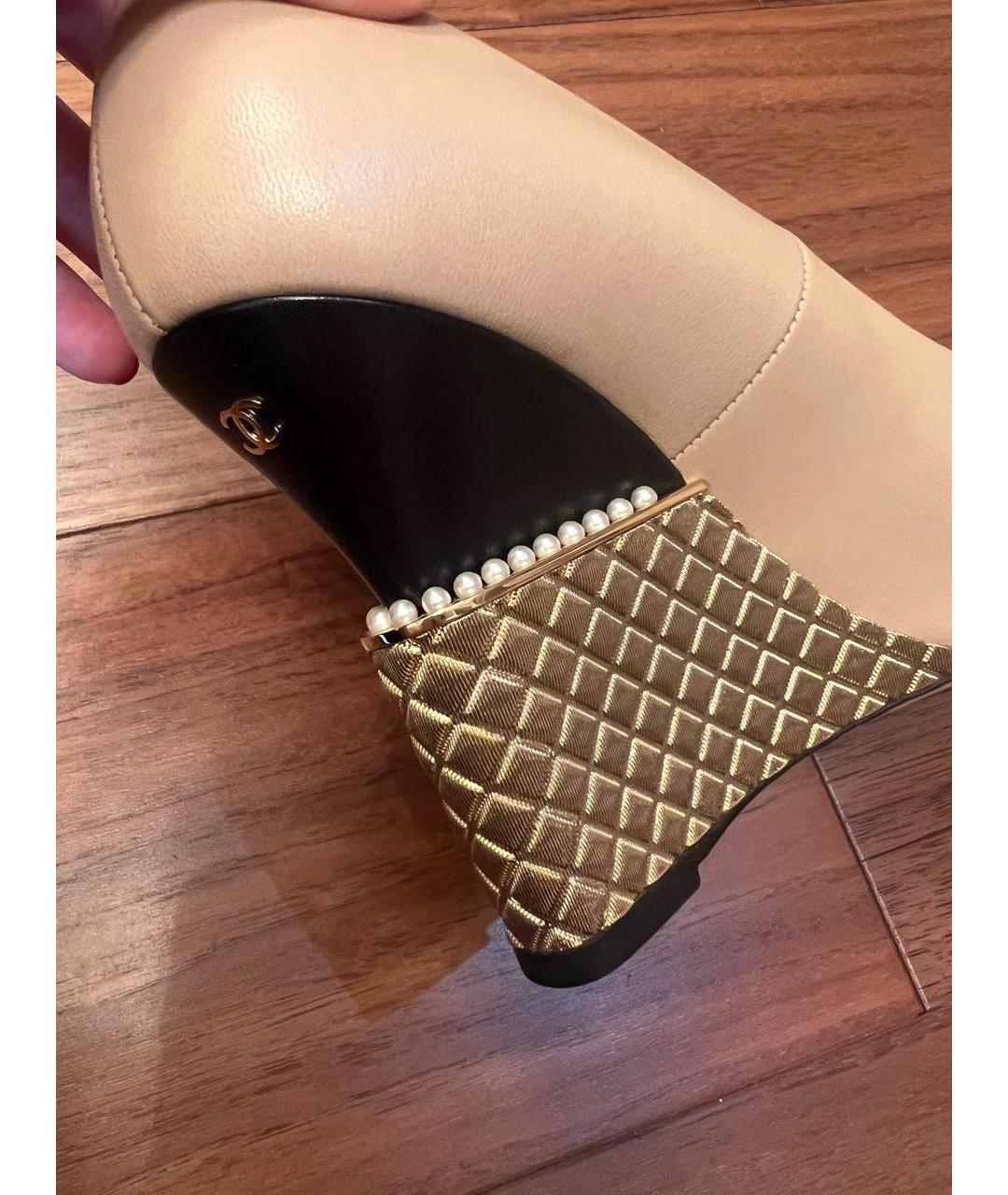 CHANEL Бежевые кожаные туфли, фото 5