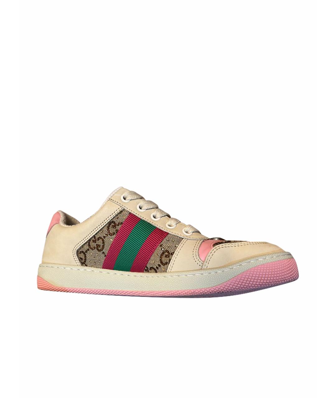 GUCCI Розовые кожаные кеды, фото 1