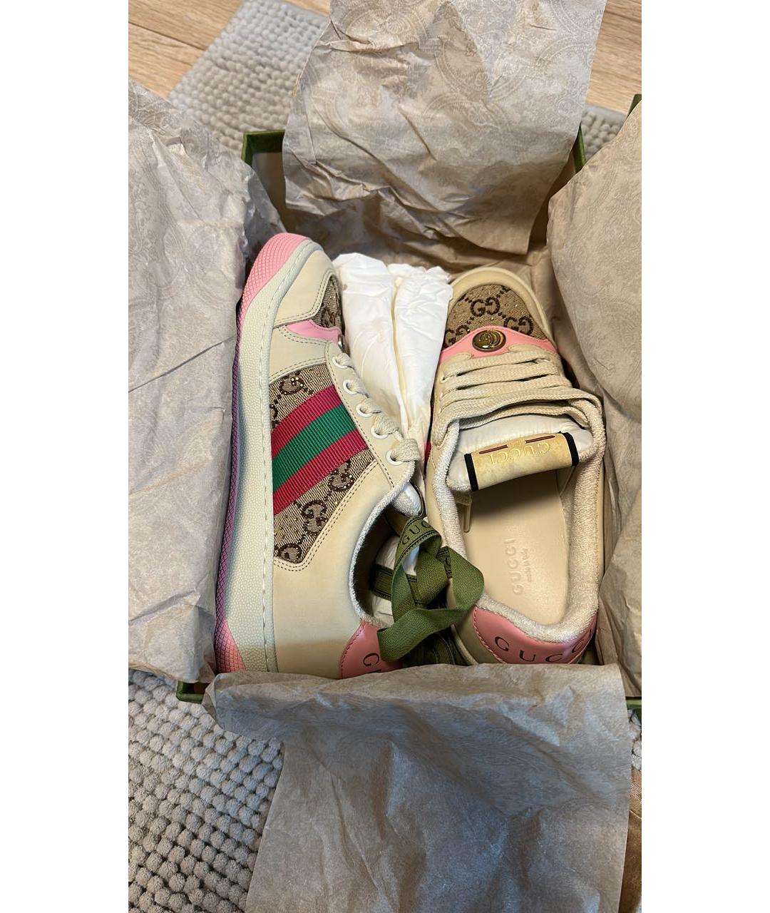 GUCCI Розовые кожаные кеды, фото 5