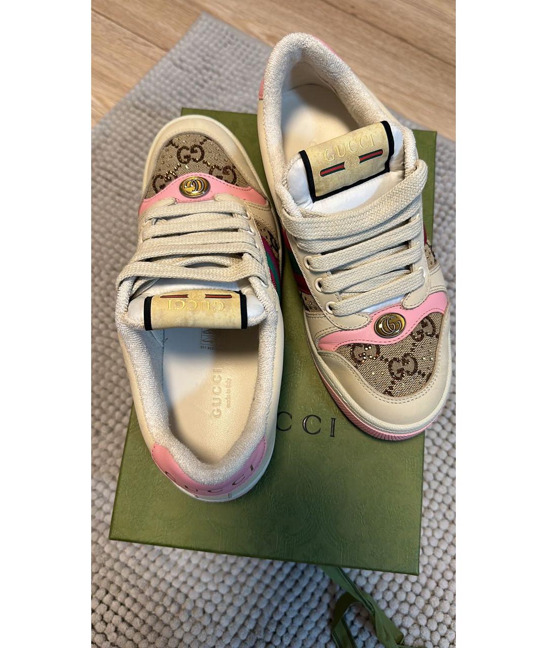 GUCCI Розовые кожаные кеды, фото 3