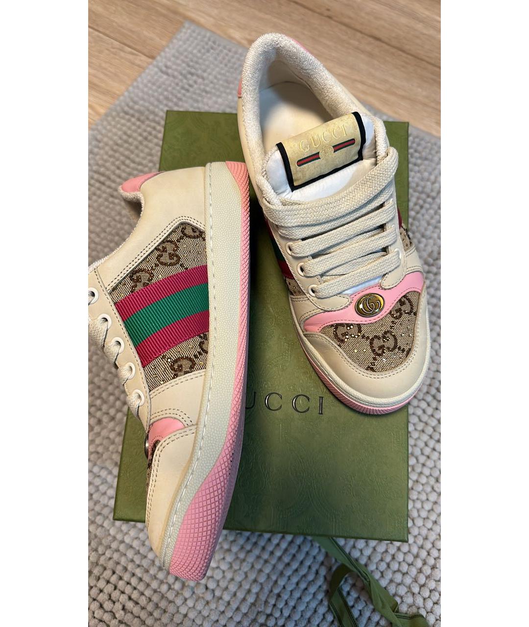 GUCCI Розовые кожаные кеды, фото 7