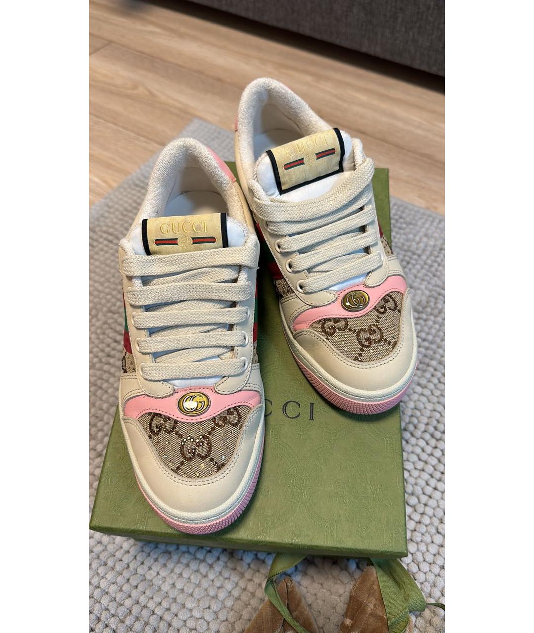 GUCCI Розовые кожаные кеды, фото 2