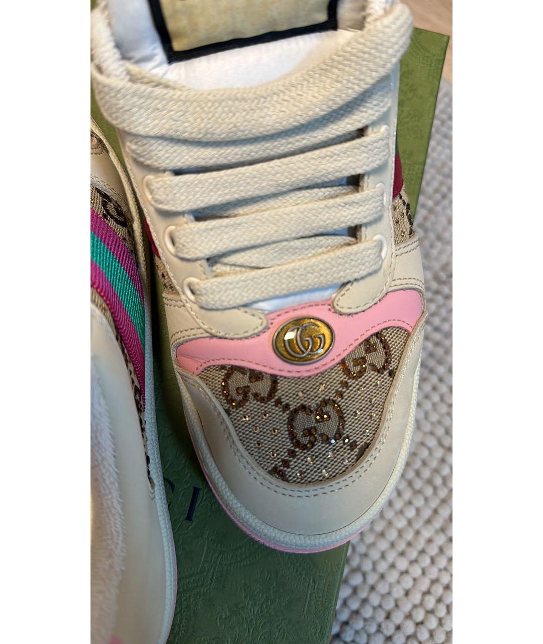 GUCCI Розовые кожаные кеды, фото 4