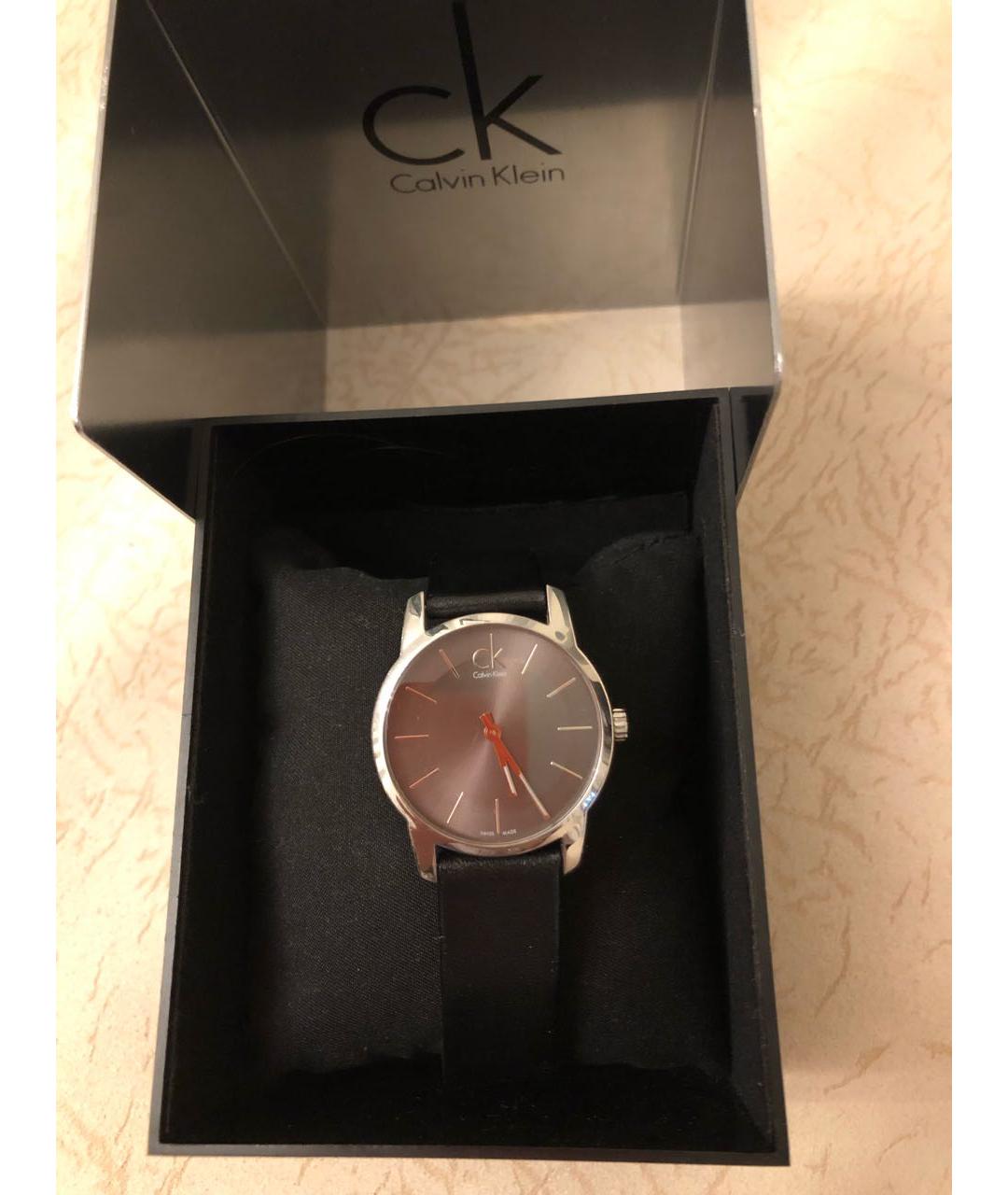 CALVIN KLEIN Черные кожаные часы, фото 8