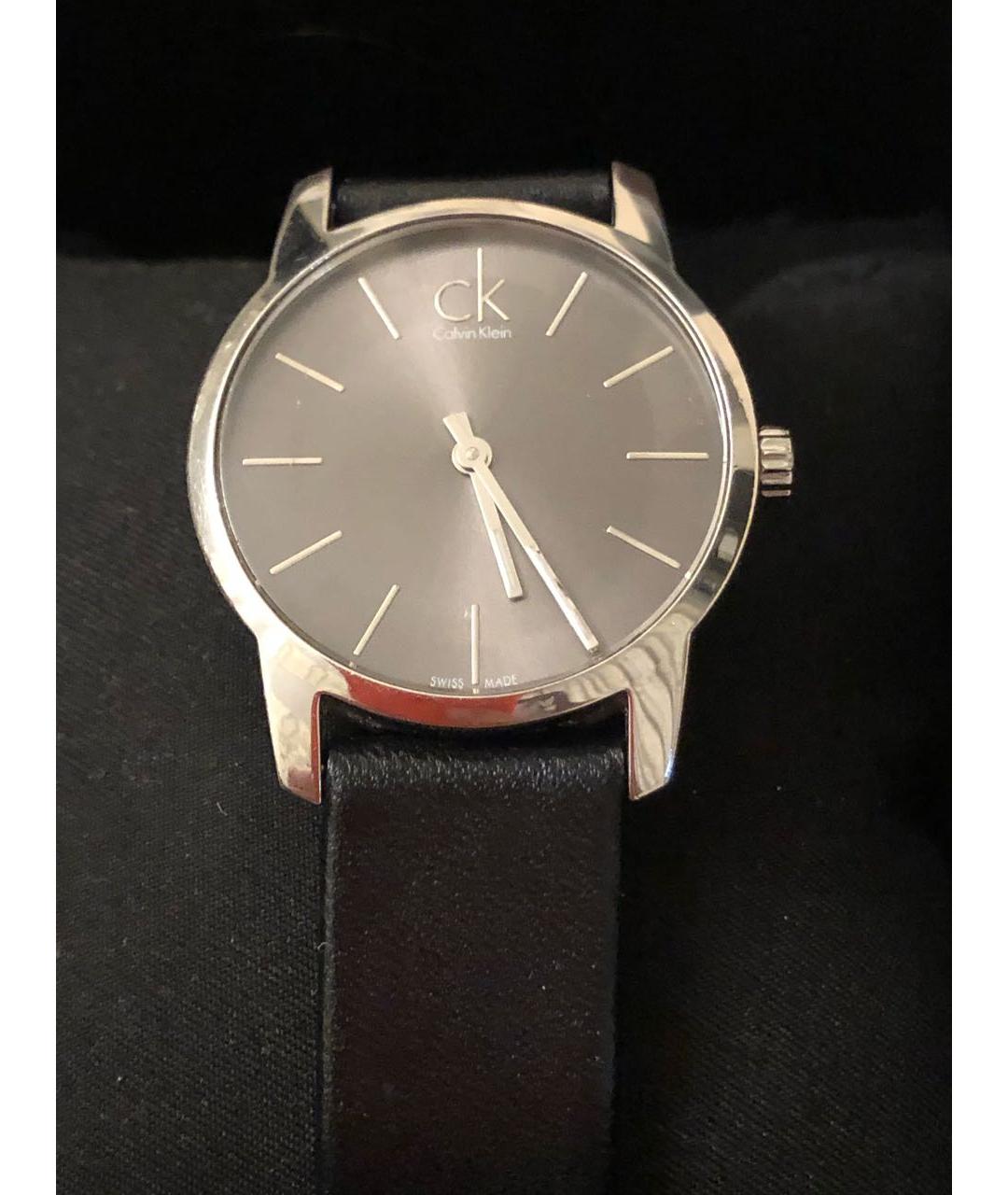 CALVIN KLEIN Черные кожаные часы, фото 5
