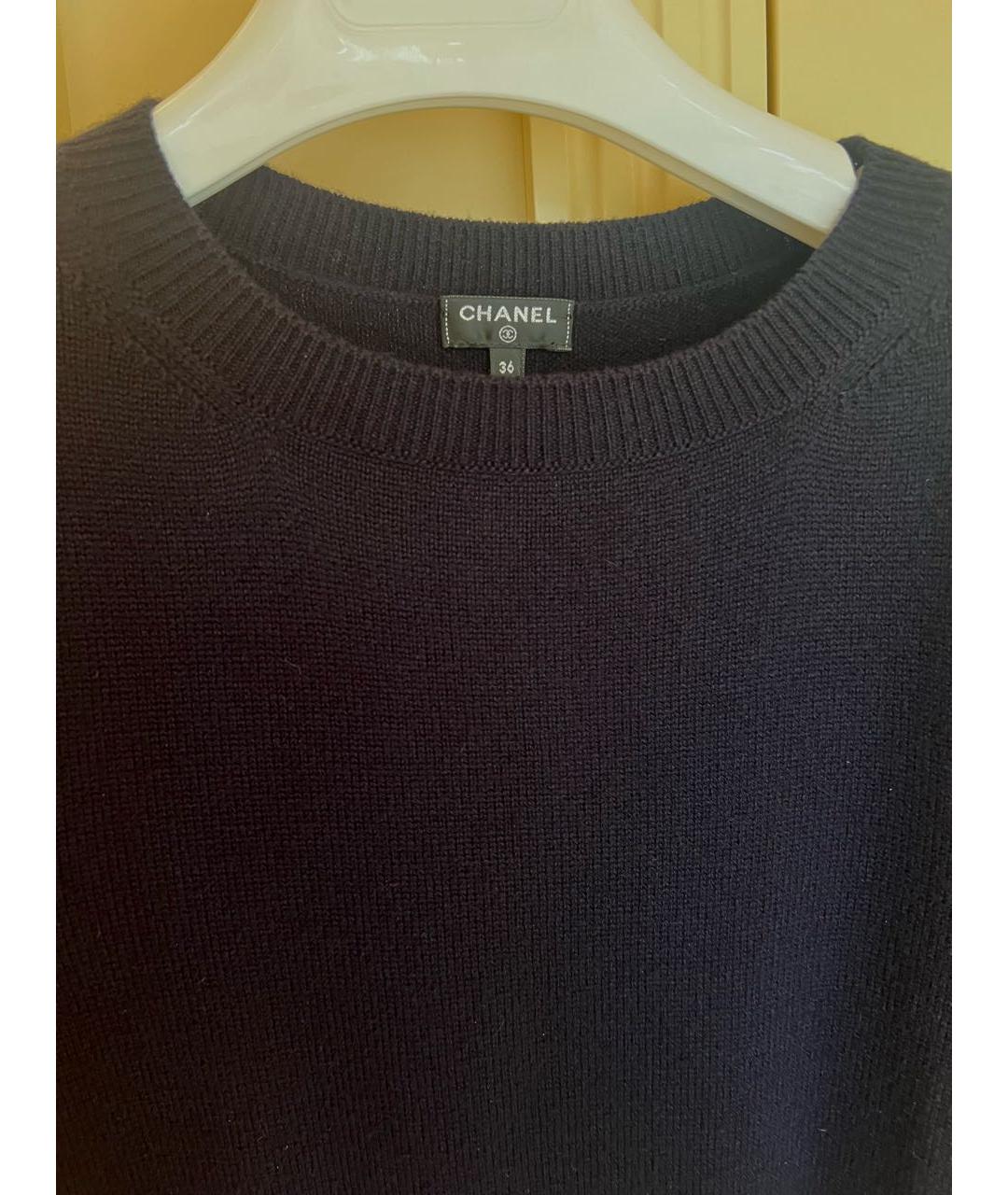 CHANEL Темно-синее кашемировое повседневное платье, фото 3