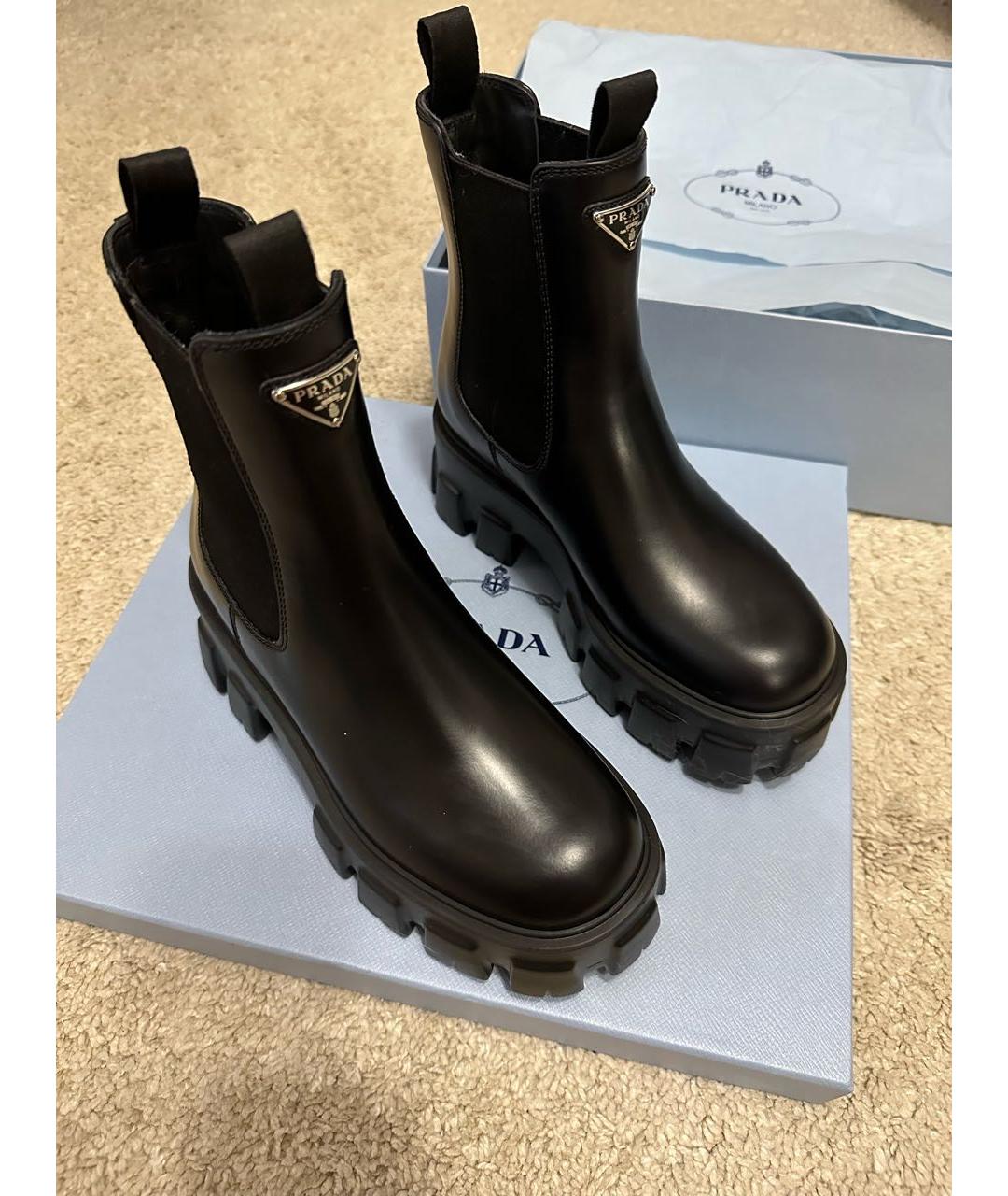 PRADA Черные кожаные ботинки, фото 5
