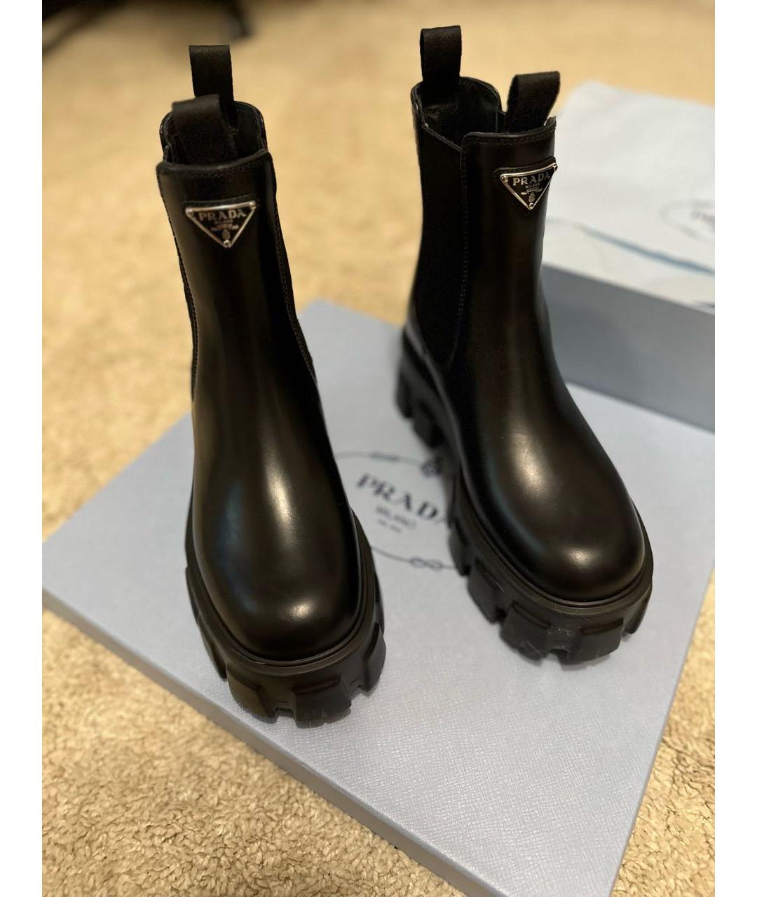 PRADA Черные кожаные ботинки, фото 7