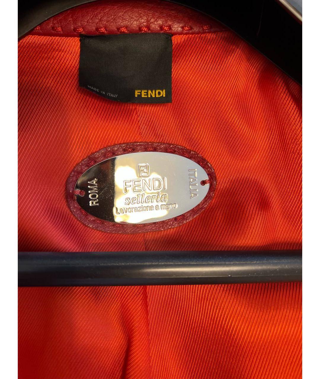 FENDI Бордовая кожаная куртка, фото 6