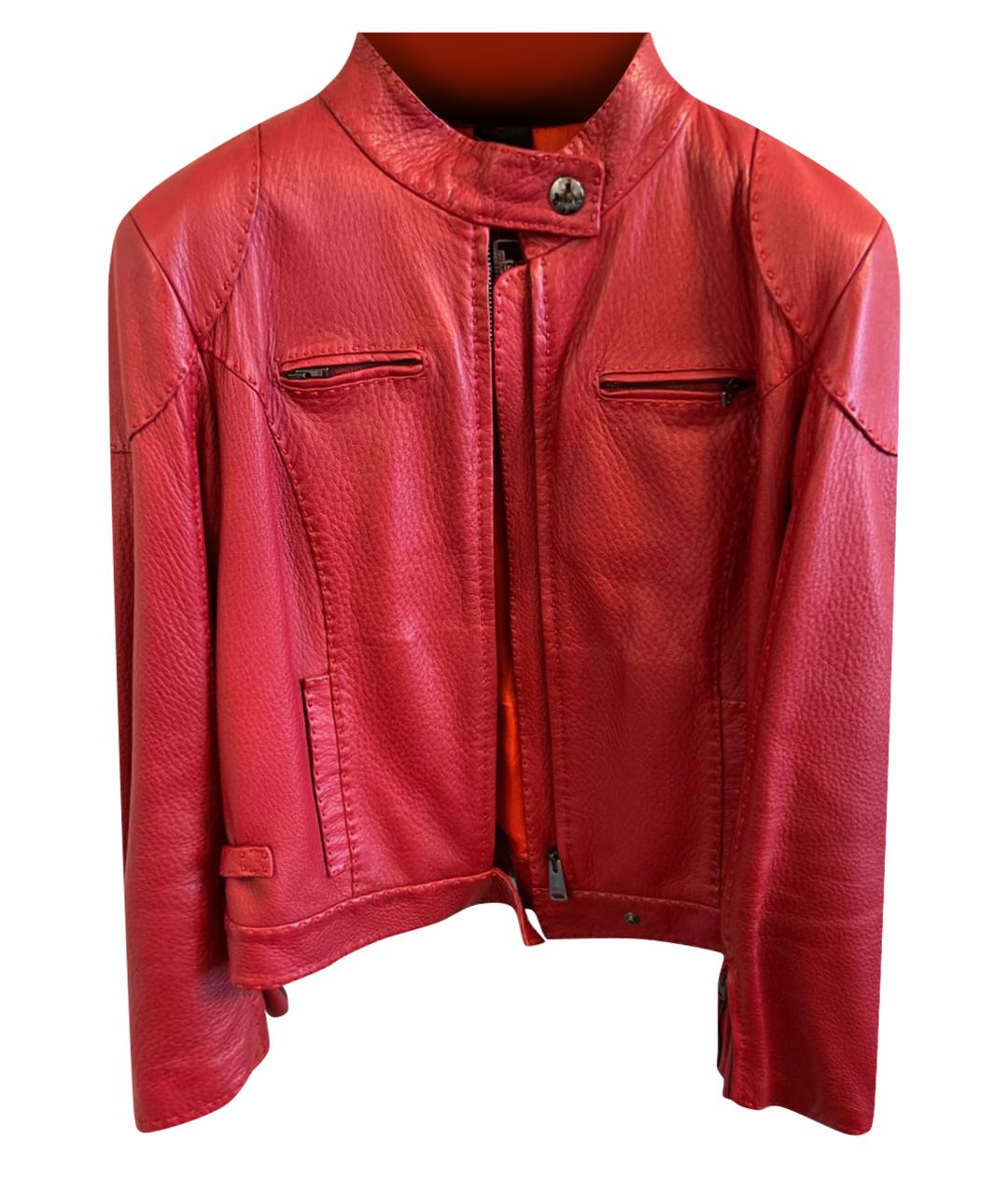 FENDI Бордовая кожаная куртка, фото 1