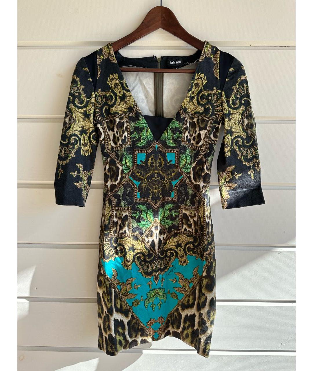 JUST CAVALLI Мульти хлопко-эластановое коктейльное платье, фото 6
