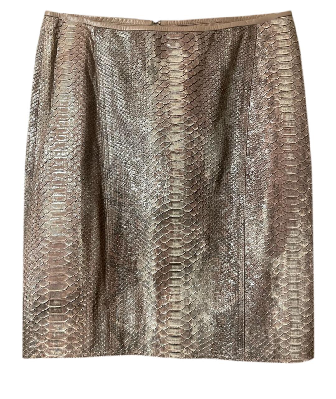 REED KRAKOFF Бежевая юбка мини из экзотической кожи, фото 1