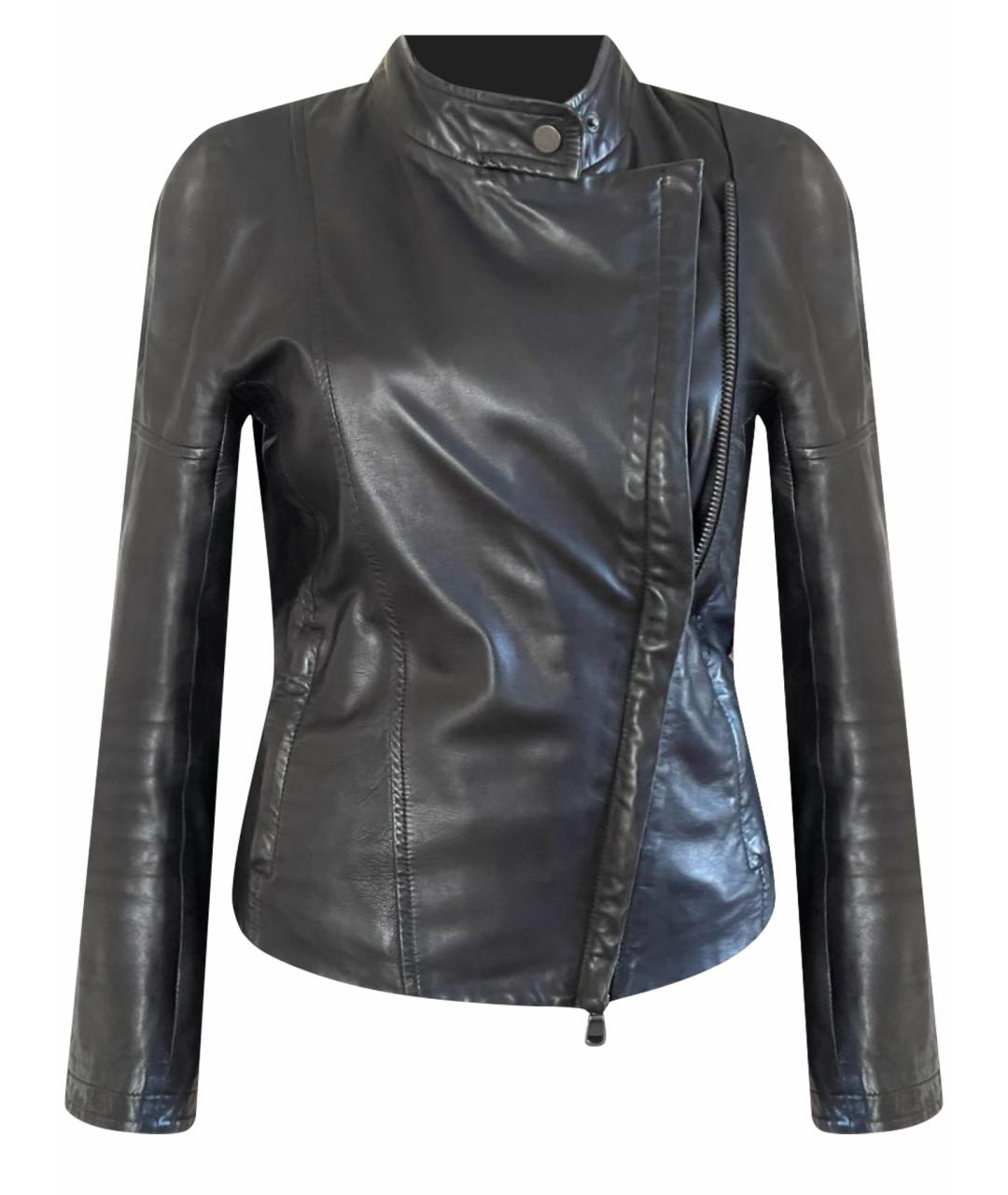 WEEKEND MAX MARA Черная кожаная куртка, фото 1