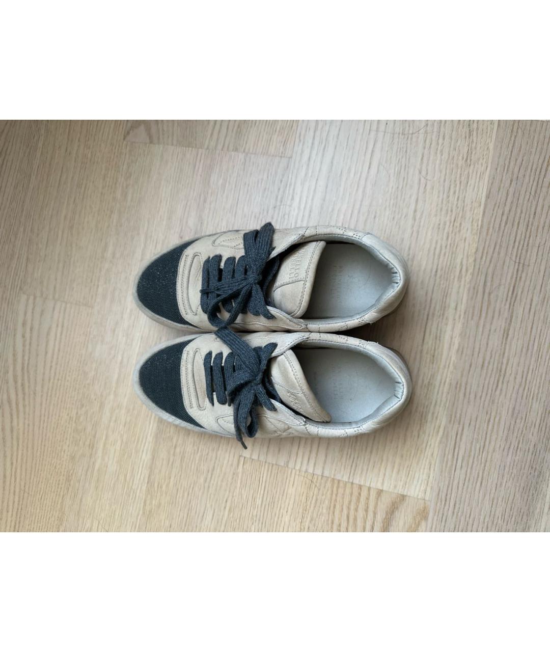 BRUNELLO CUCINELLI Бежевые текстильные кроссовки, фото 3