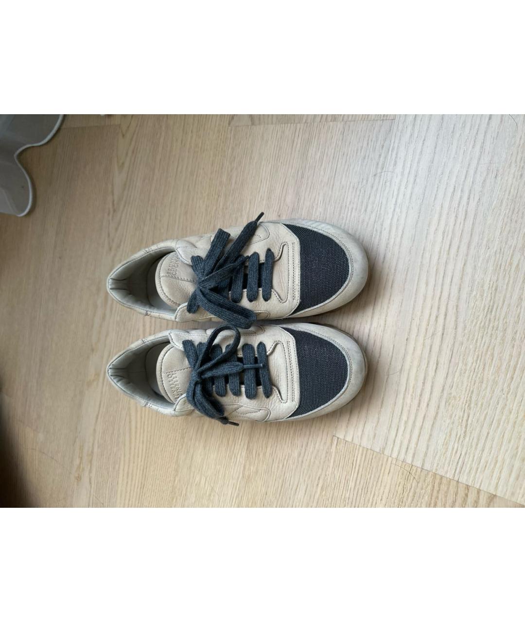 BRUNELLO CUCINELLI Бежевые текстильные кроссовки, фото 2