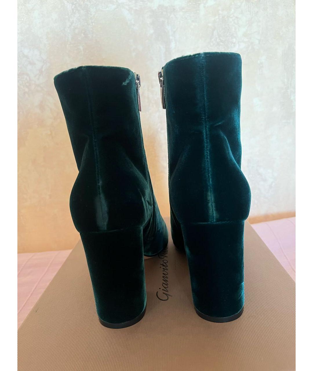 GIANVITO ROSSI Зеленые текстильные ботильоны, фото 4