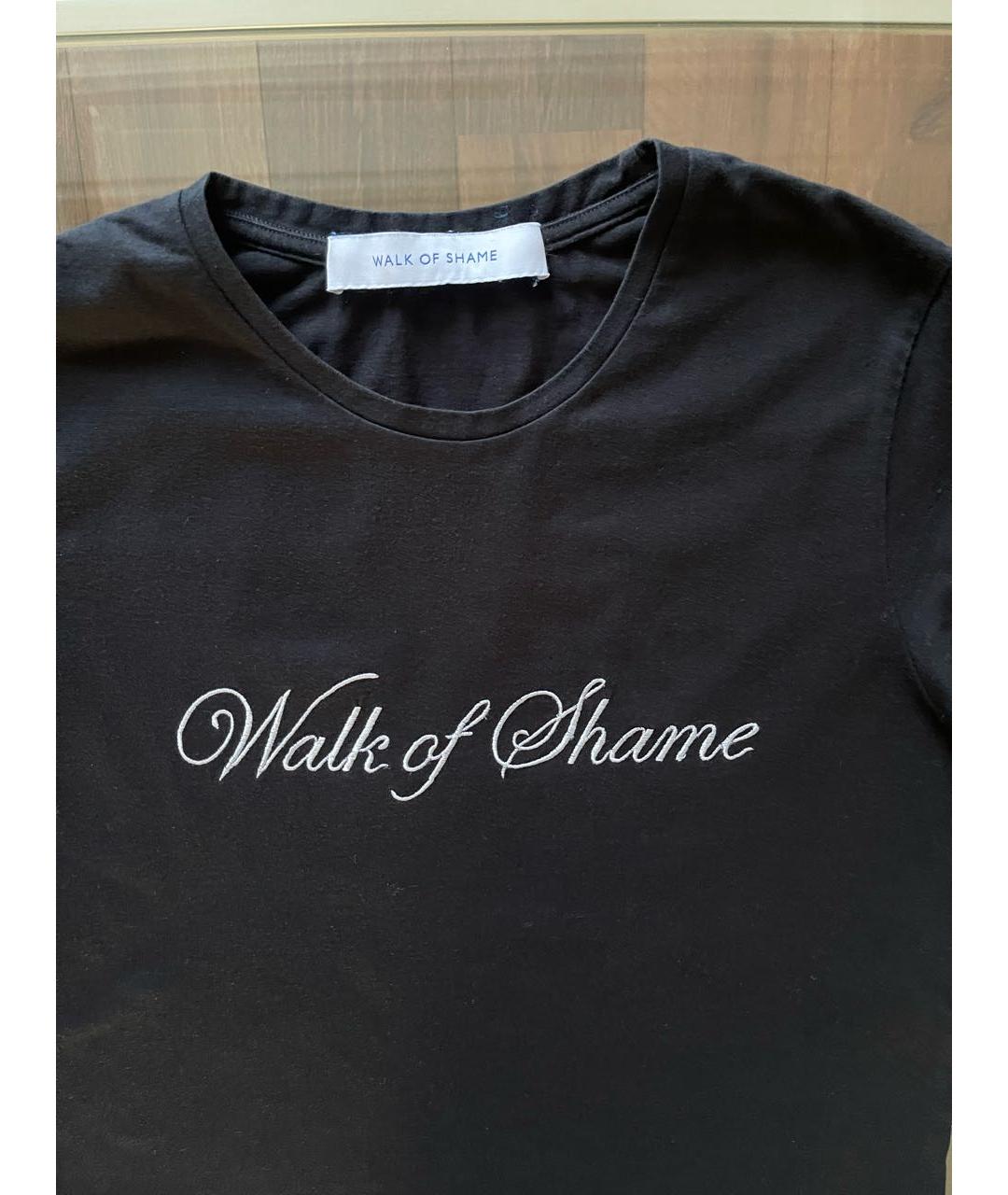 WALK OF SHAME Черная хлопковая футболка, фото 2