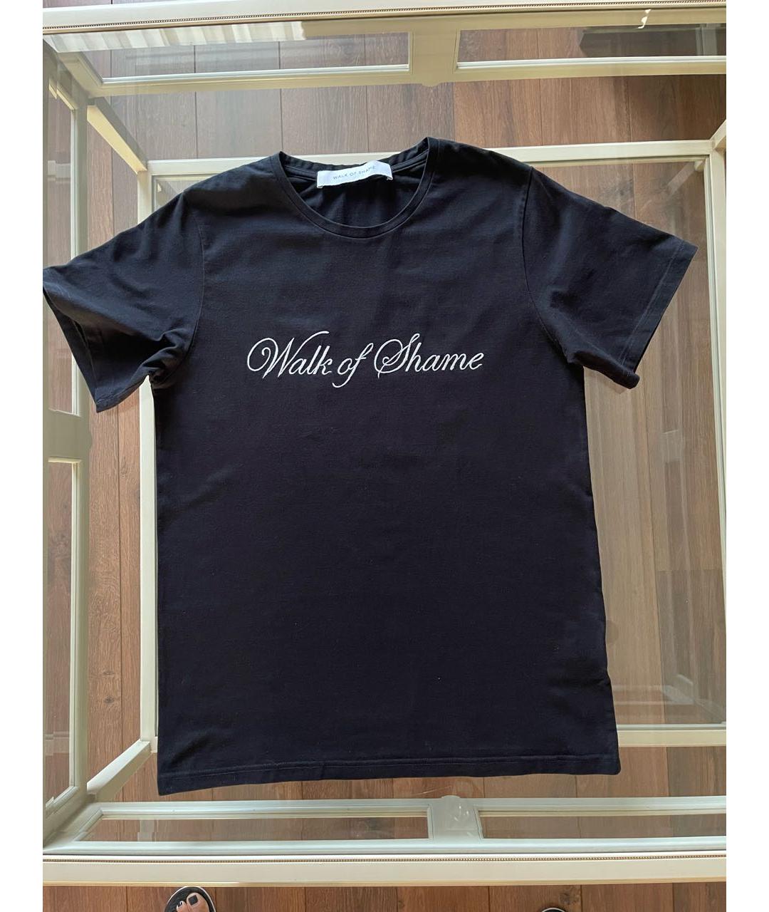 WALK OF SHAME Черная хлопковая футболка, фото 4