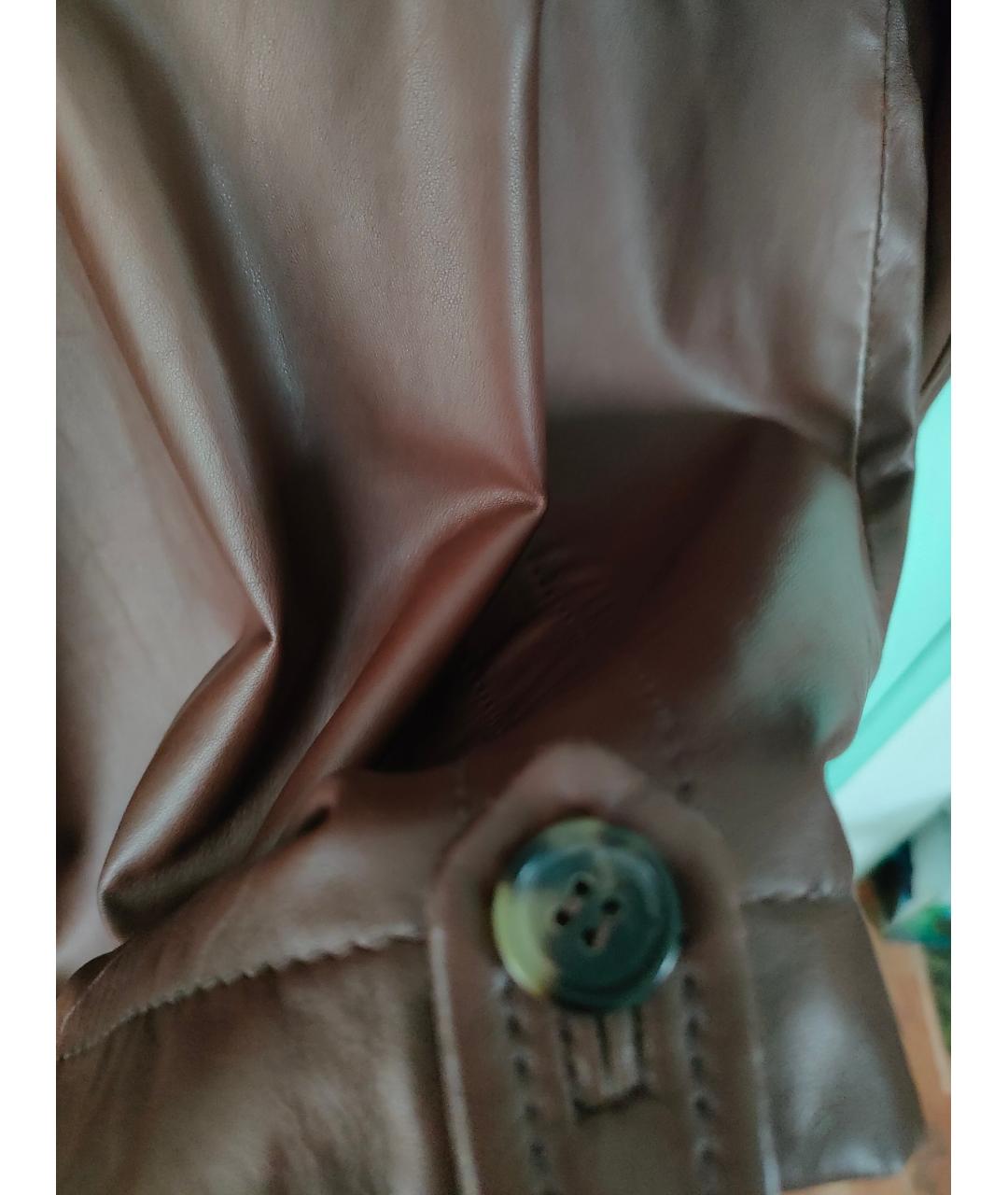 SALVATORE FERRAGAMO Коричневая кожаная куртка, фото 6