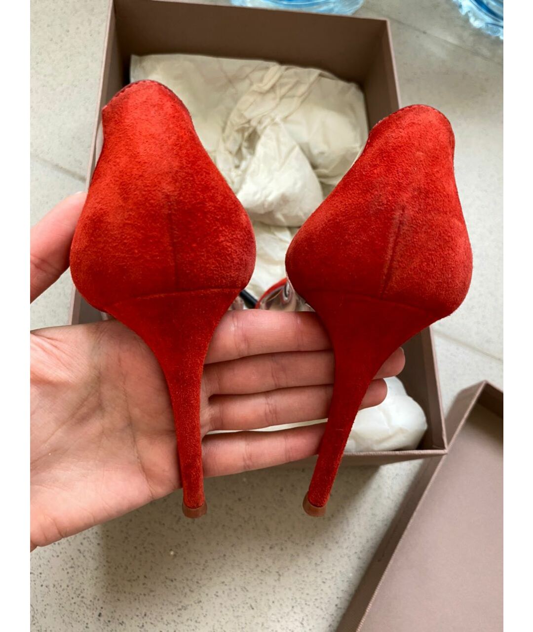GIANVITO ROSSI Красные замшевые туфли, фото 4