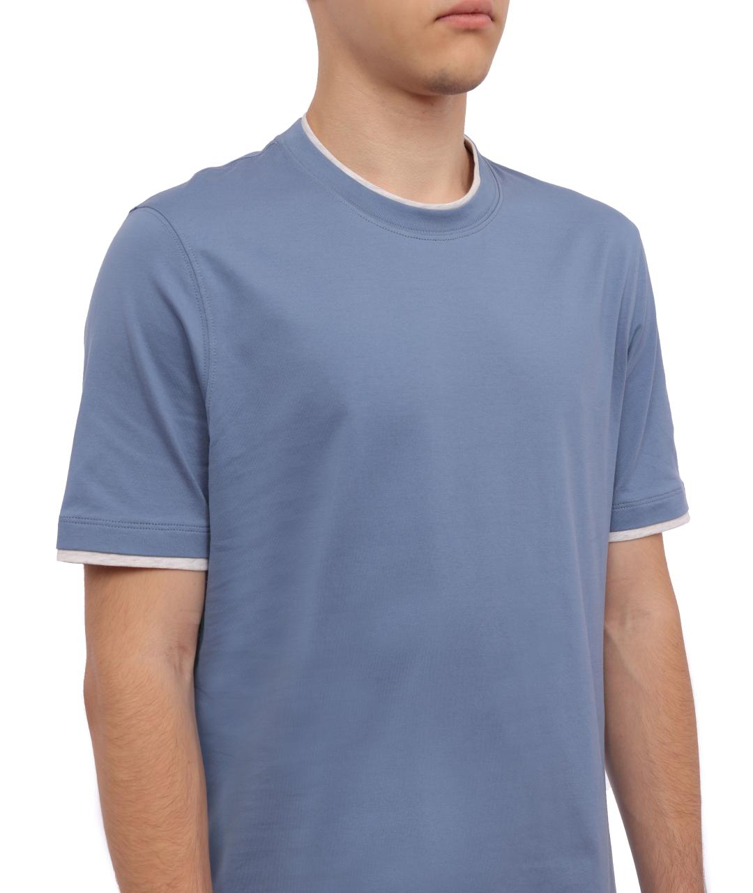 BRUNELLO CUCINELLI Голубая футболка, фото 5