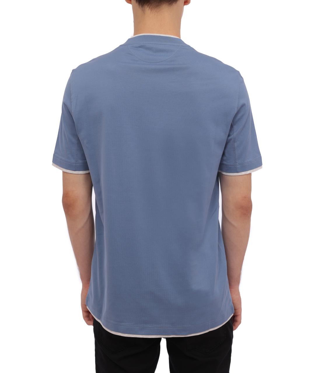 BRUNELLO CUCINELLI Голубая футболка, фото 3