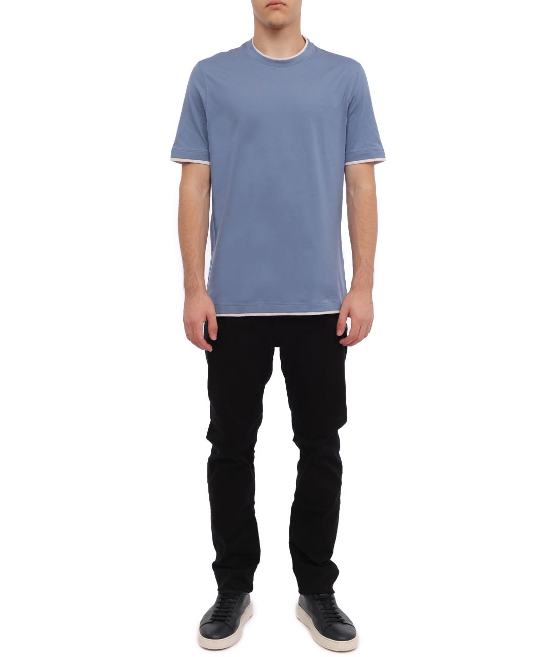 BRUNELLO CUCINELLI Голубая футболка, фото 2