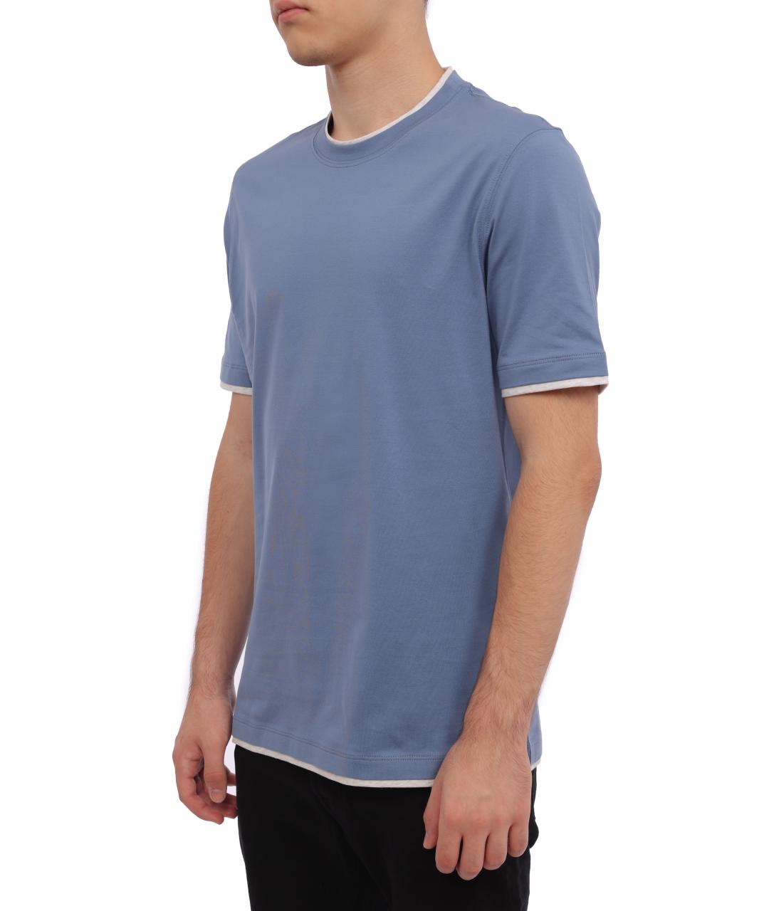 BRUNELLO CUCINELLI Голубая футболка, фото 4