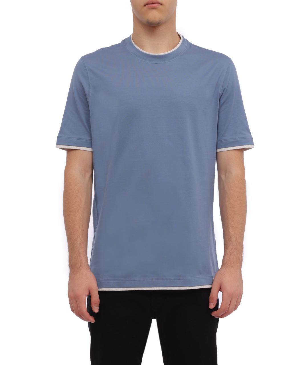 BRUNELLO CUCINELLI Голубая футболка, фото 6