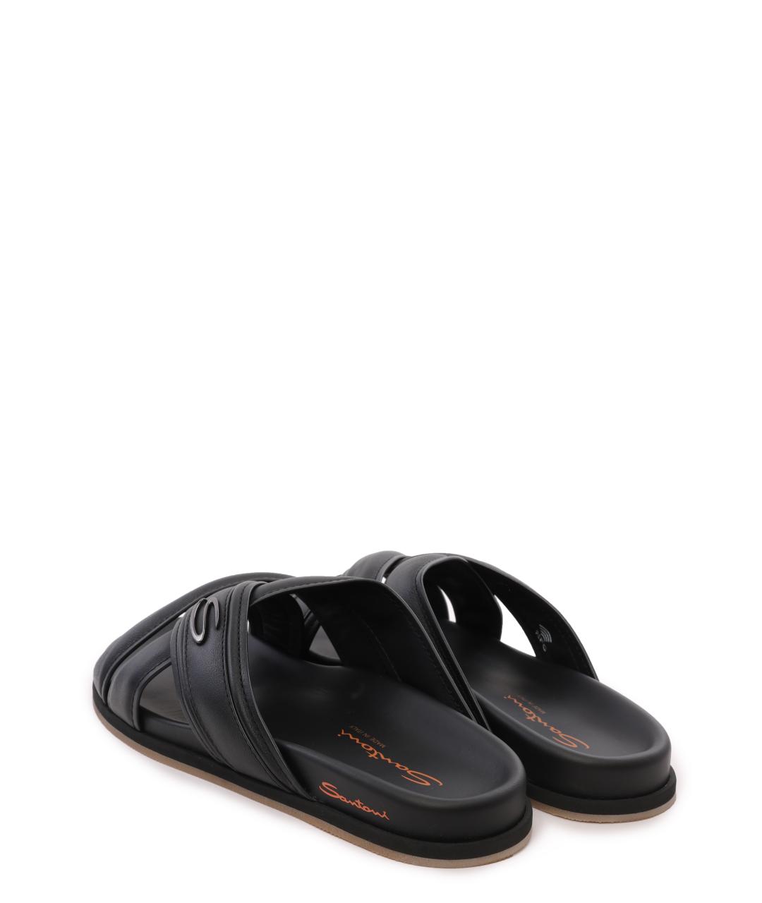 SANTONI Черные шлепанцы, фото 3