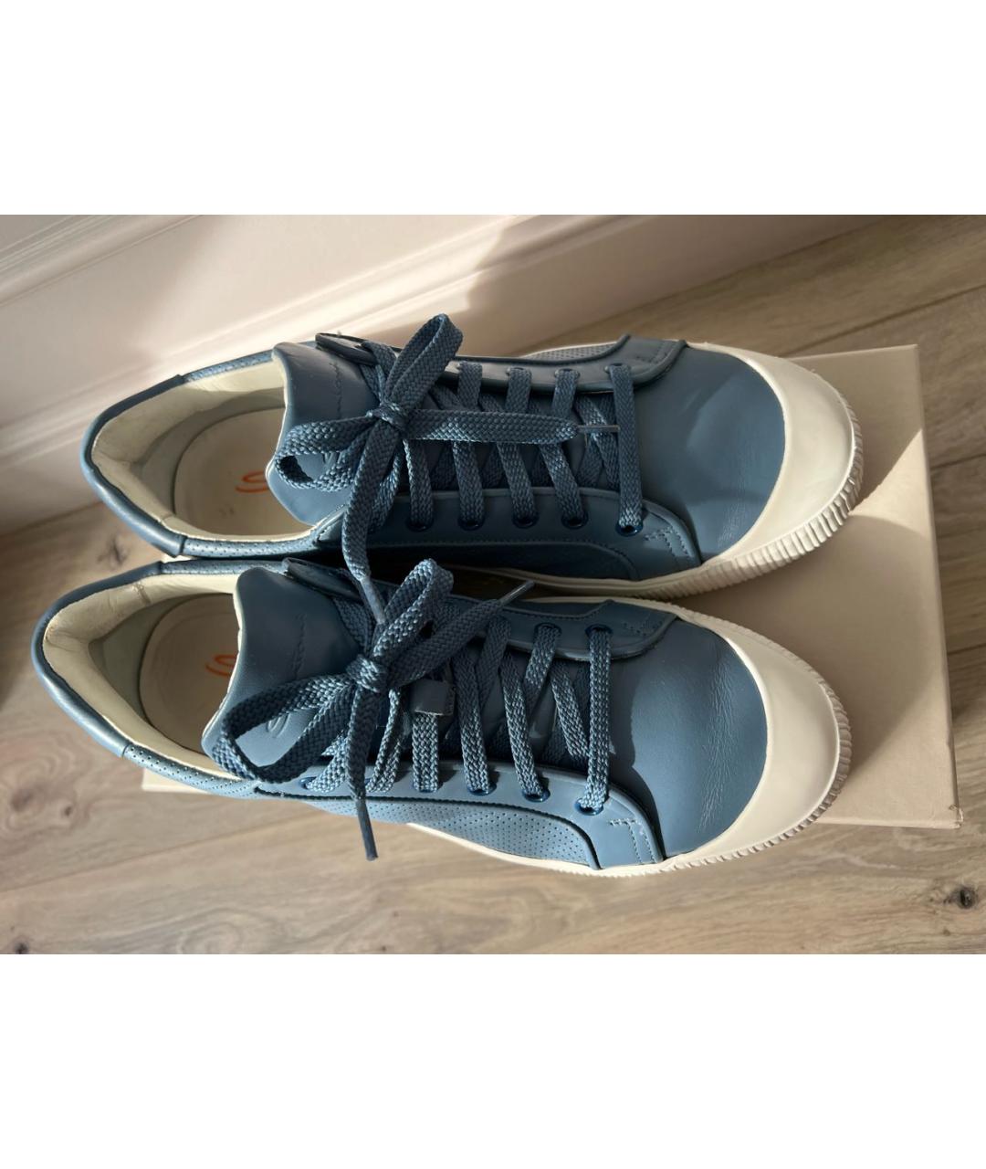 SANTONI Синие кожаные высокие кроссовки / кеды, фото 3