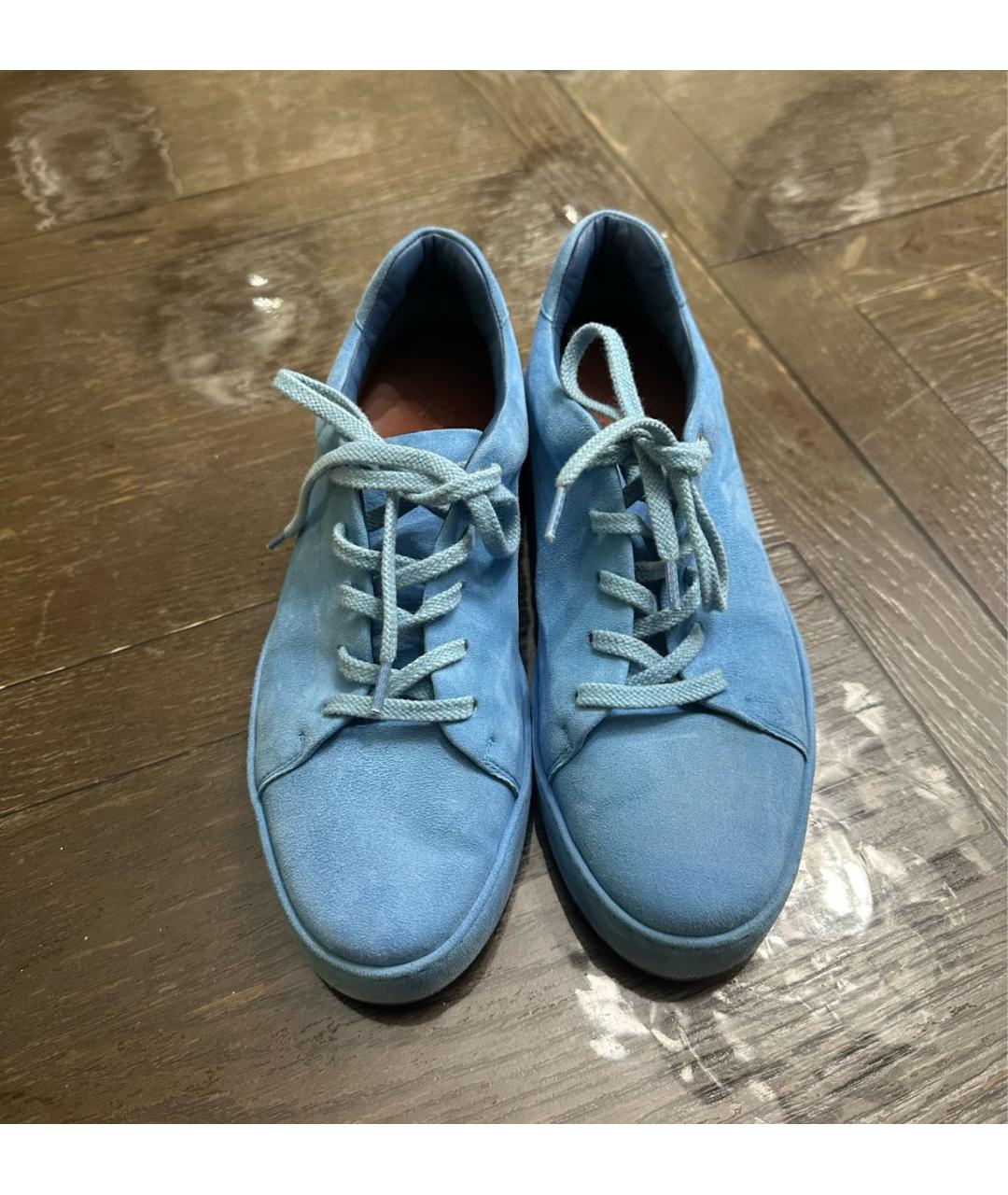 LORO PIANA Голубые замшевые кеды, фото 2