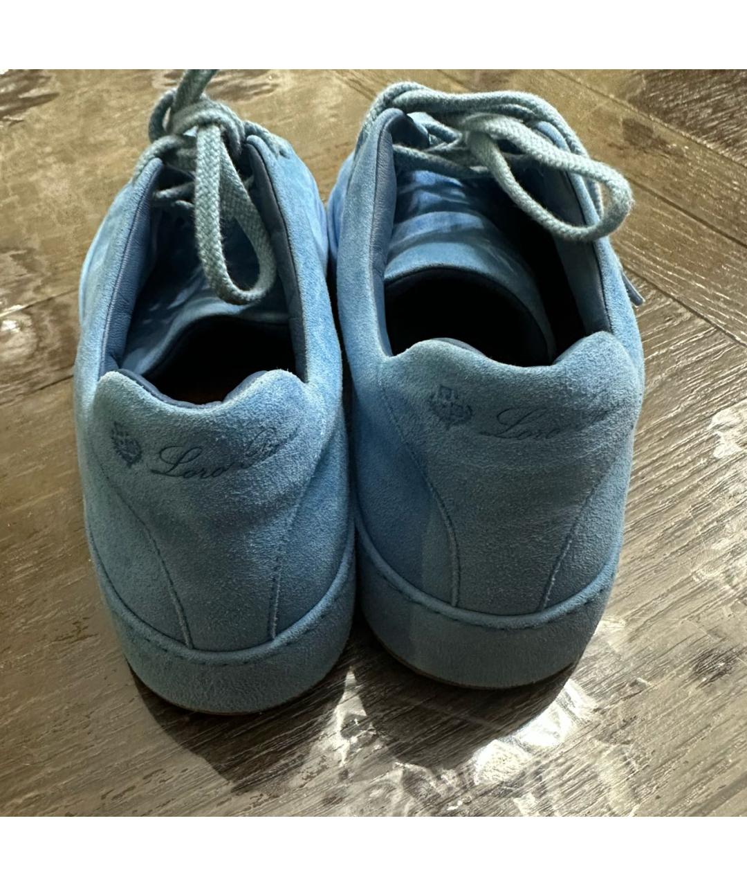 LORO PIANA Голубые замшевые кеды, фото 4