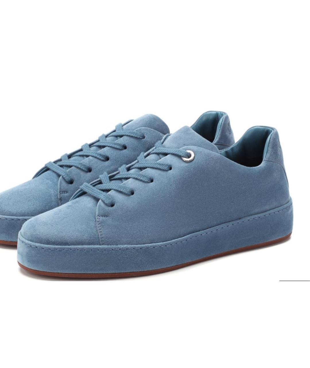 LORO PIANA Голубые замшевые кеды, фото 6