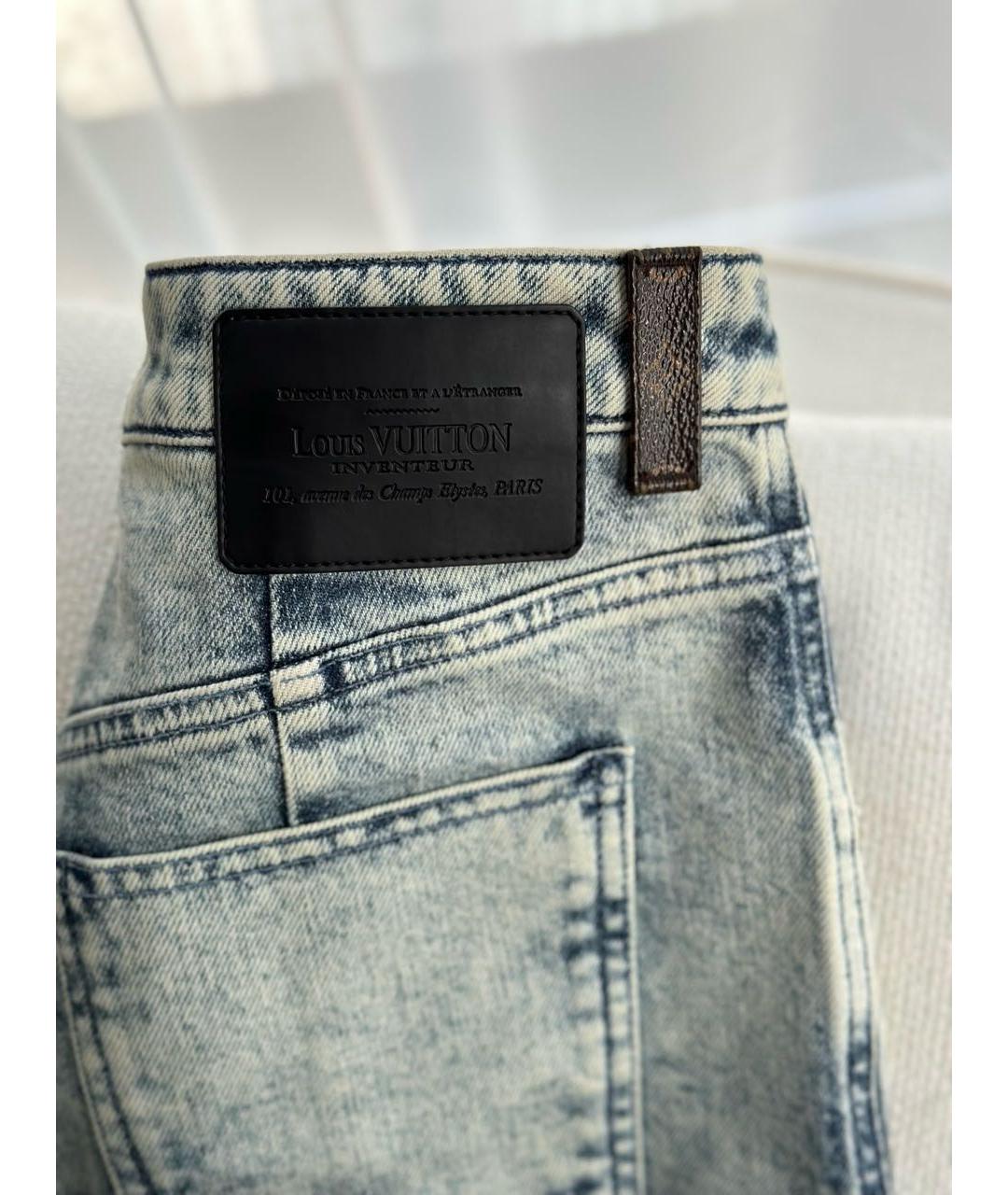 LOUIS VUITTON Голубые хлопко-эластановые джинсы слим, фото 4