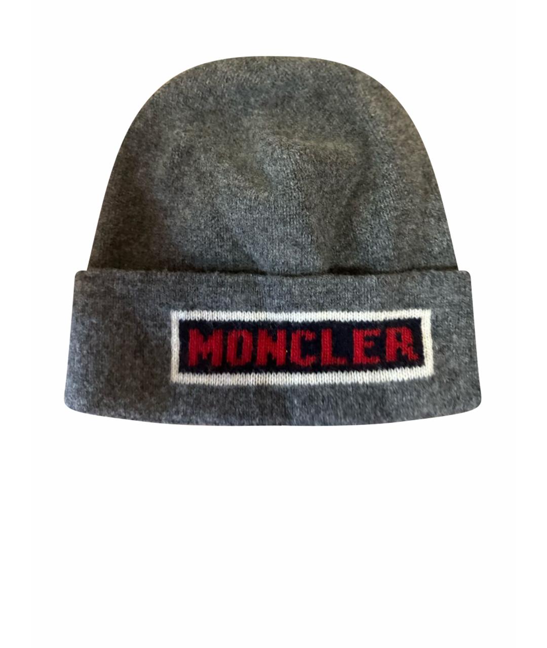 MONCLER Серая шерстяная шапка, фото 1
