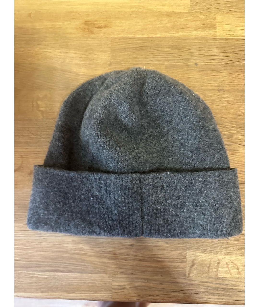 MONCLER Серая шерстяная шапка, фото 2