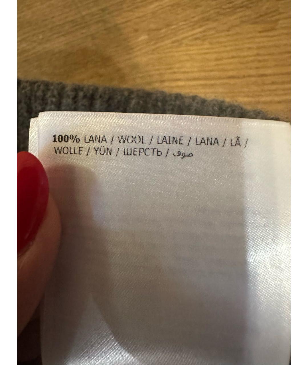 MONCLER Серая шерстяная шапка, фото 5