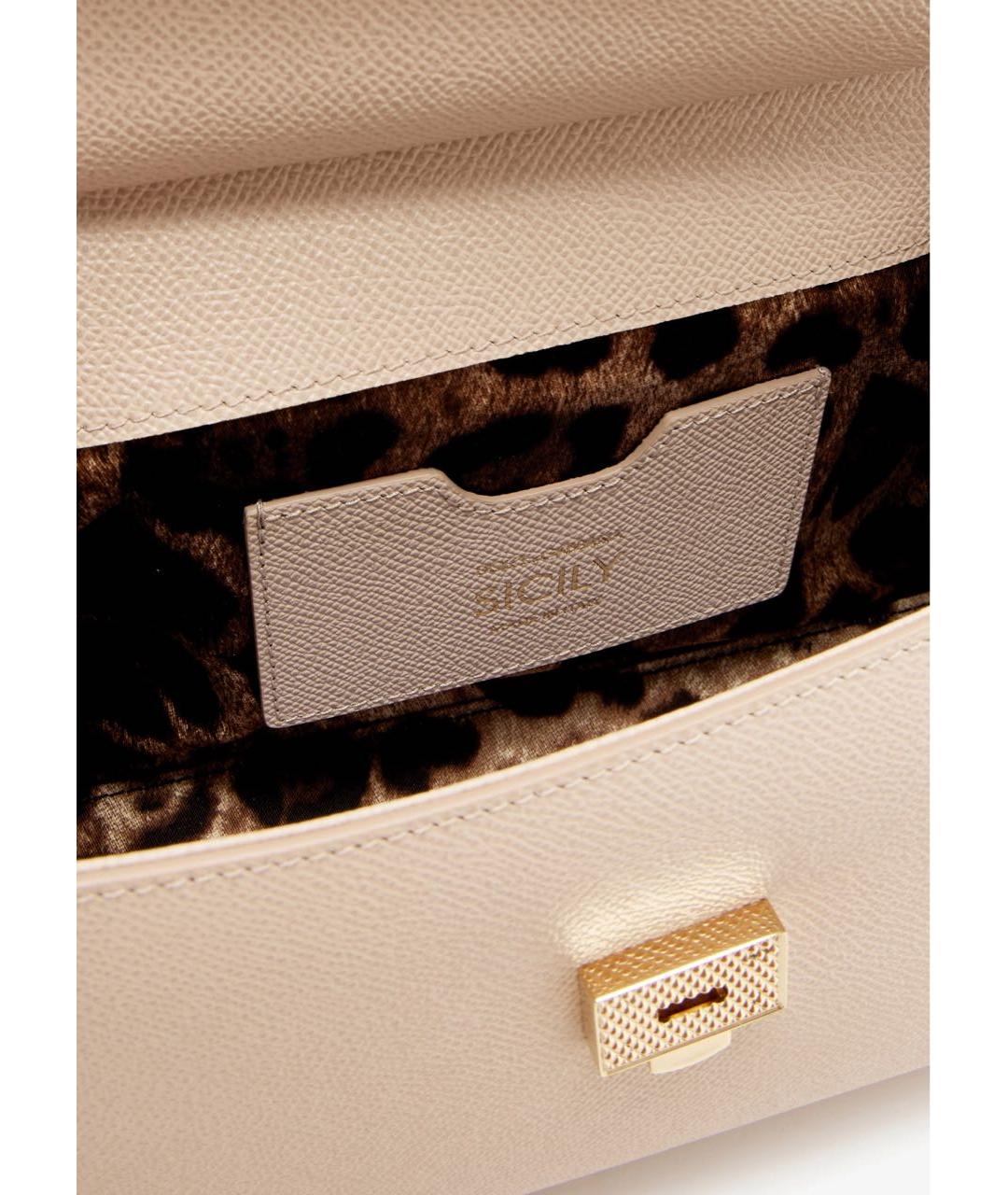 DOLCE&GABBANA Бежевая кожаная сумка тоут, фото 6
