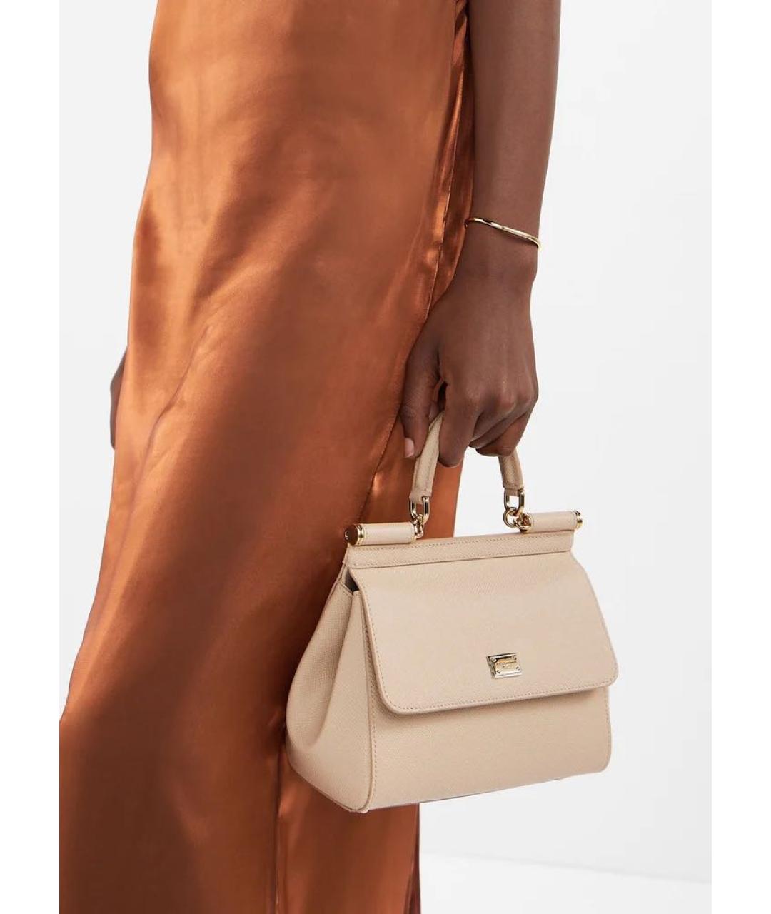 DOLCE&GABBANA Бежевая кожаная сумка тоут, фото 3