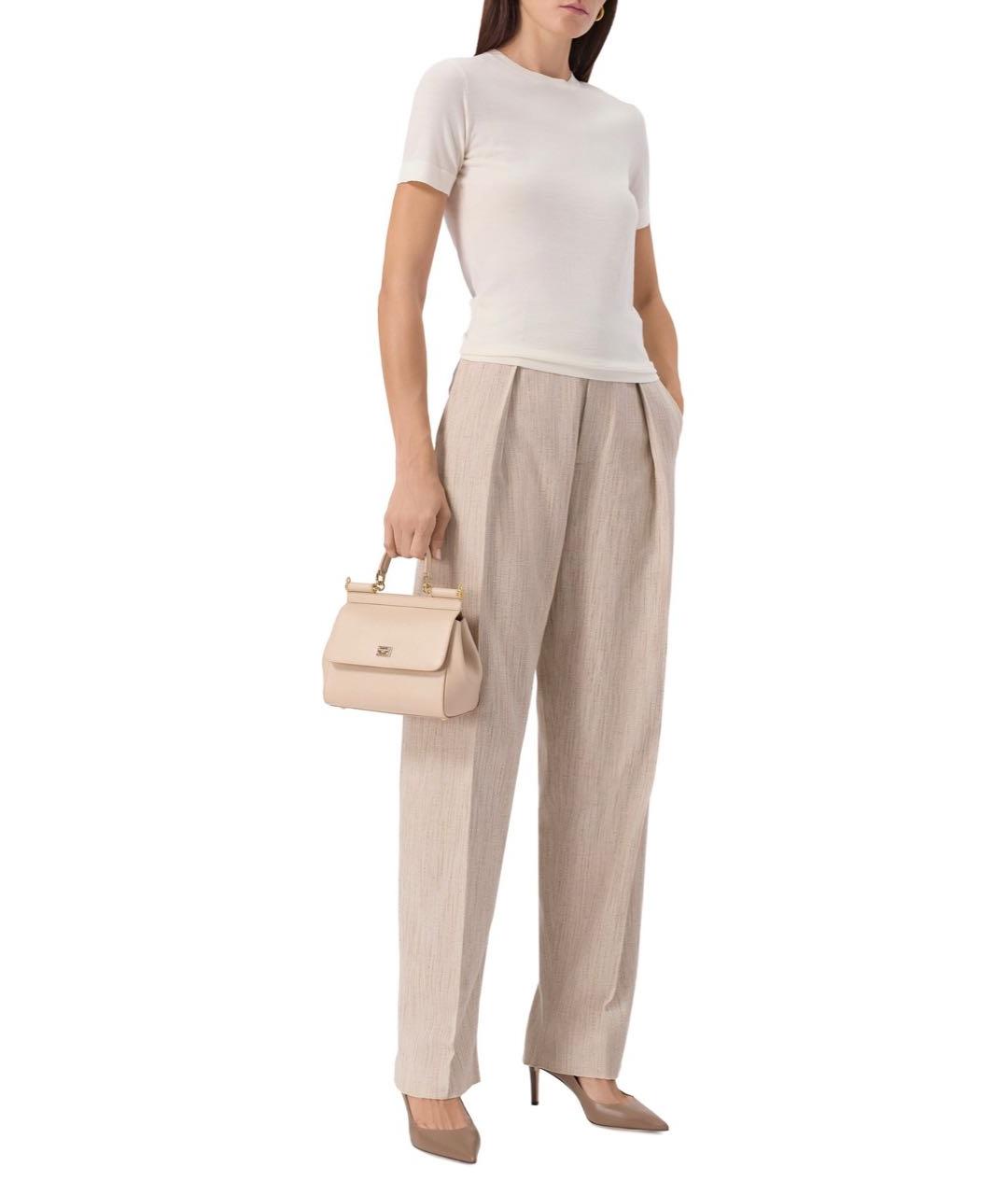 DOLCE&GABBANA Бежевая кожаная сумка тоут, фото 5