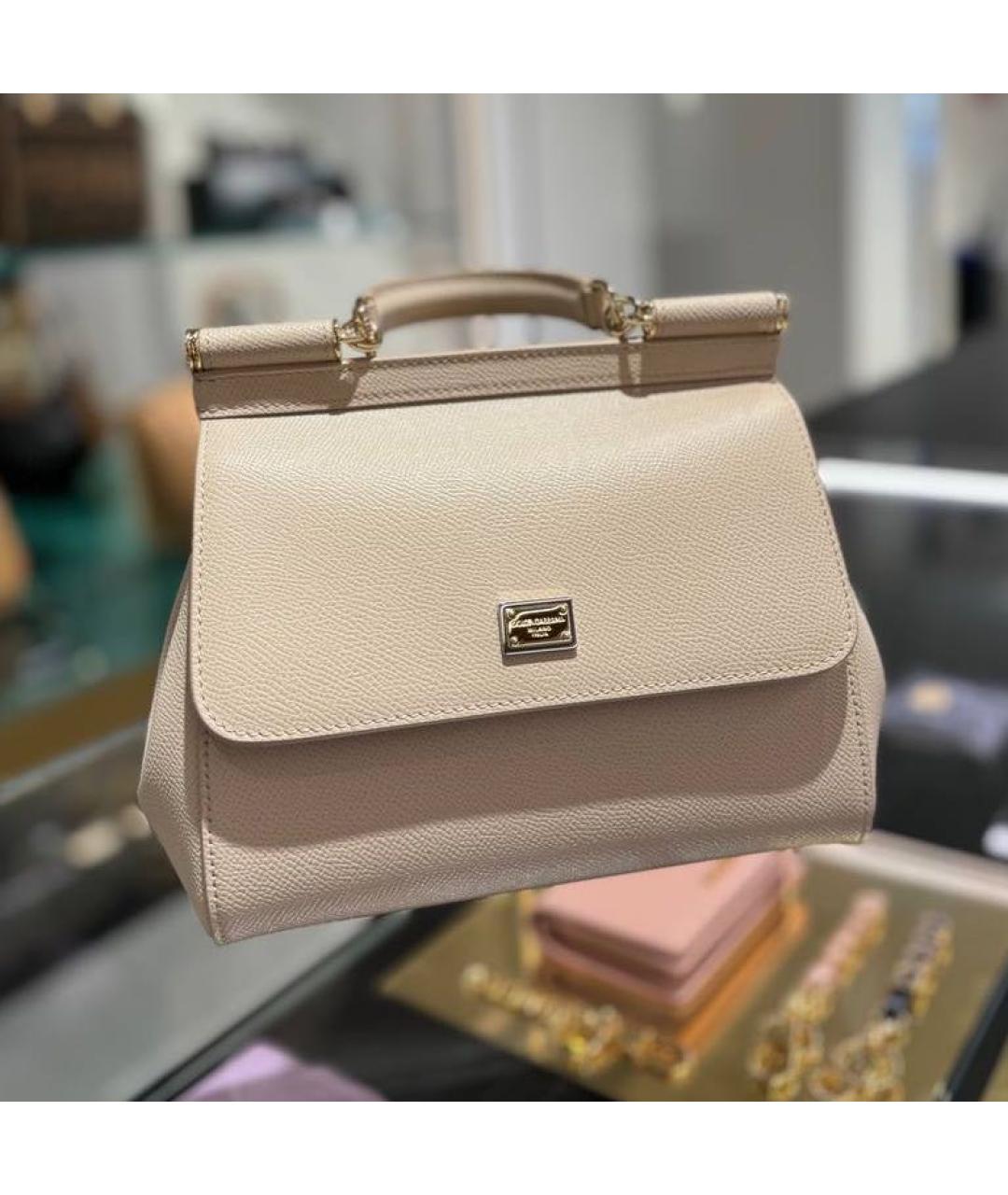 DOLCE&GABBANA Бежевая кожаная сумка тоут, фото 2