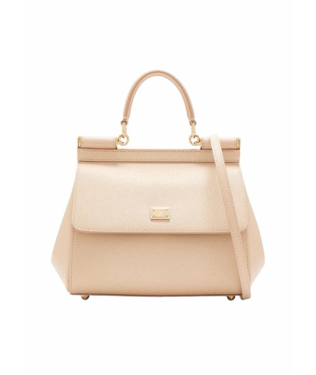 DOLCE&GABBANA Бежевая кожаная сумка тоут, фото 7