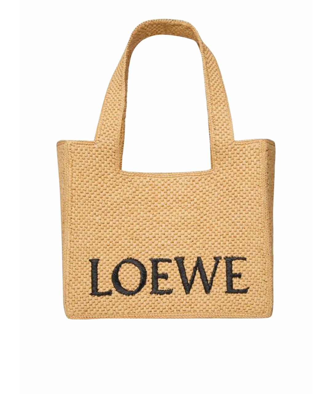 LOEWE Бежевая пелетеная пляжная сумка, фото 1