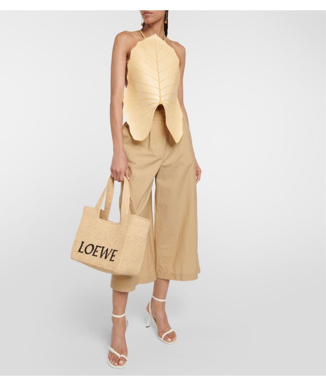 LOEWE Бежевая пелетеная пляжная сумка, фото 4