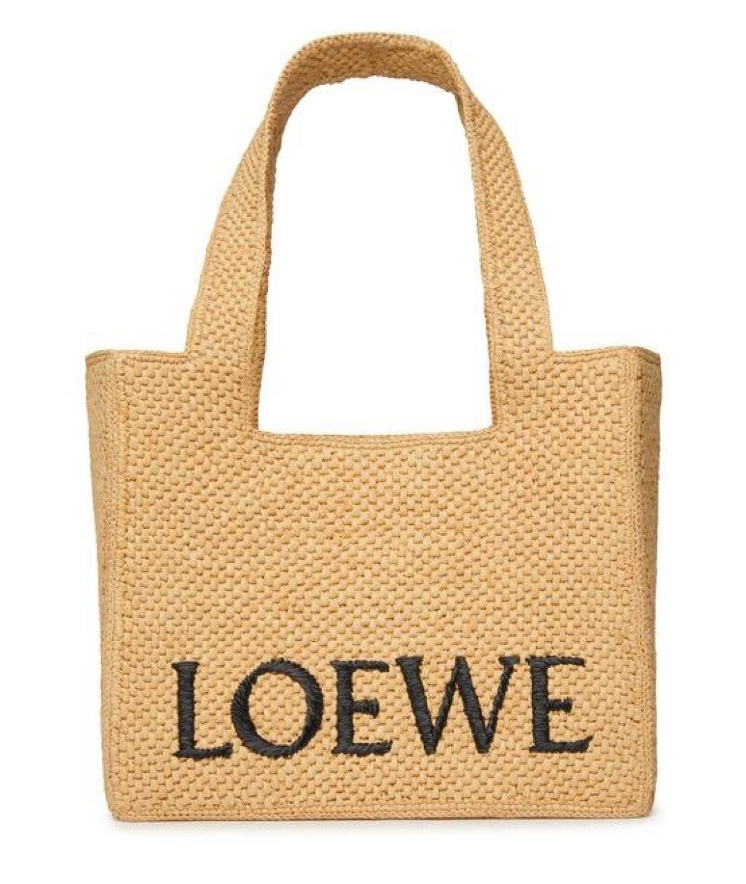 LOEWE Бежевая пелетеная пляжная сумка, фото 9