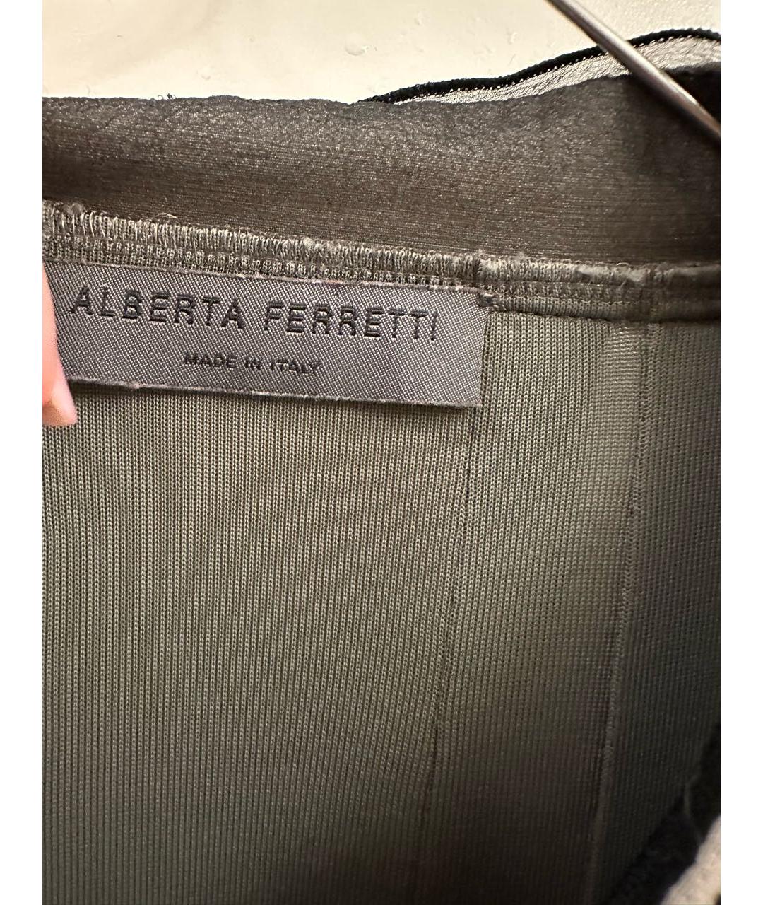ALBERTA FERRETTI Серое вискозное коктейльное платье, фото 3