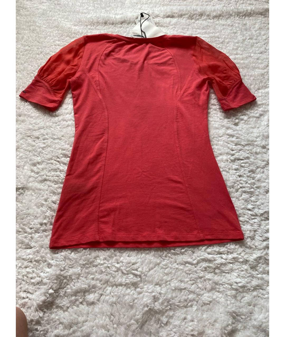 SPORTMAX Красная хлопко-эластановая футболка, фото 2